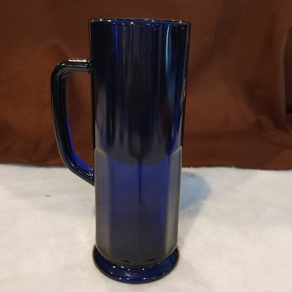 Vintage Cobalt Blue Beer Stein/Mug Glass Paneled - Picture 2 of 7